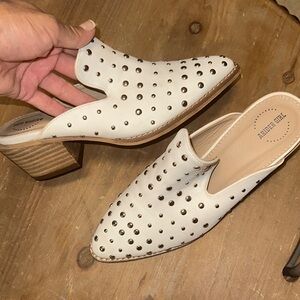 White Studded Mules